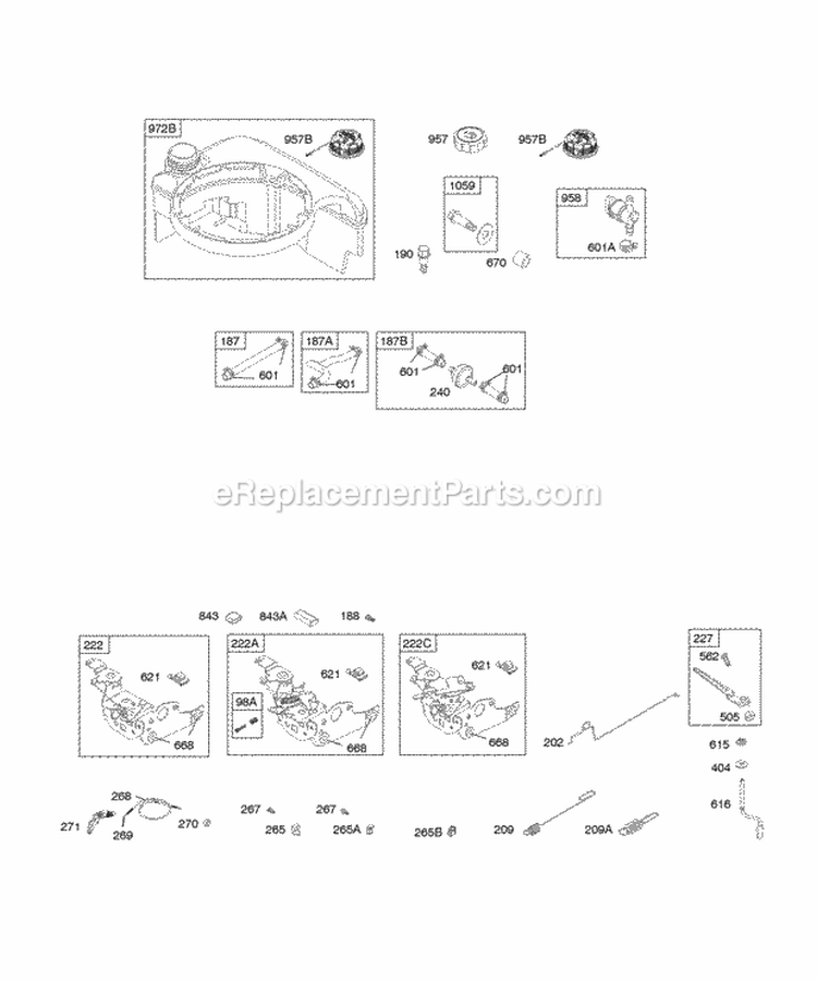 Controls Fuel Supply Governor Spring Diagram and Parts List for  Briggs and Stratton Engine